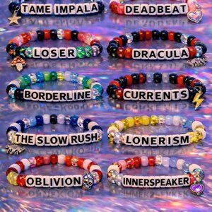 TAME IMPALA | set of 10 Kandi festival / rave beaded bracelets